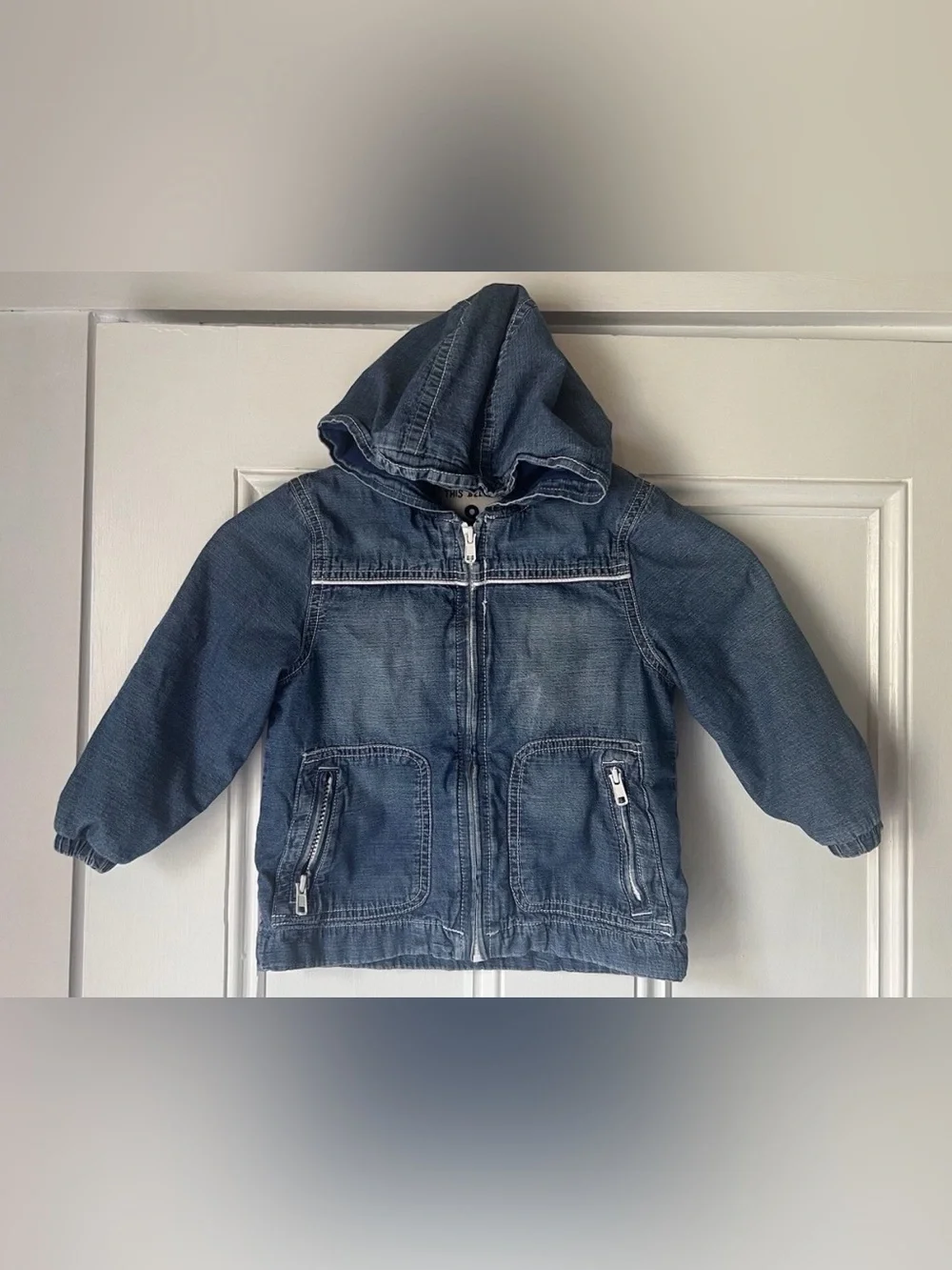 Gymboree Toddler Chambray Denim Lined Hooded Jacket Size 2T-3T Kids Zip Up